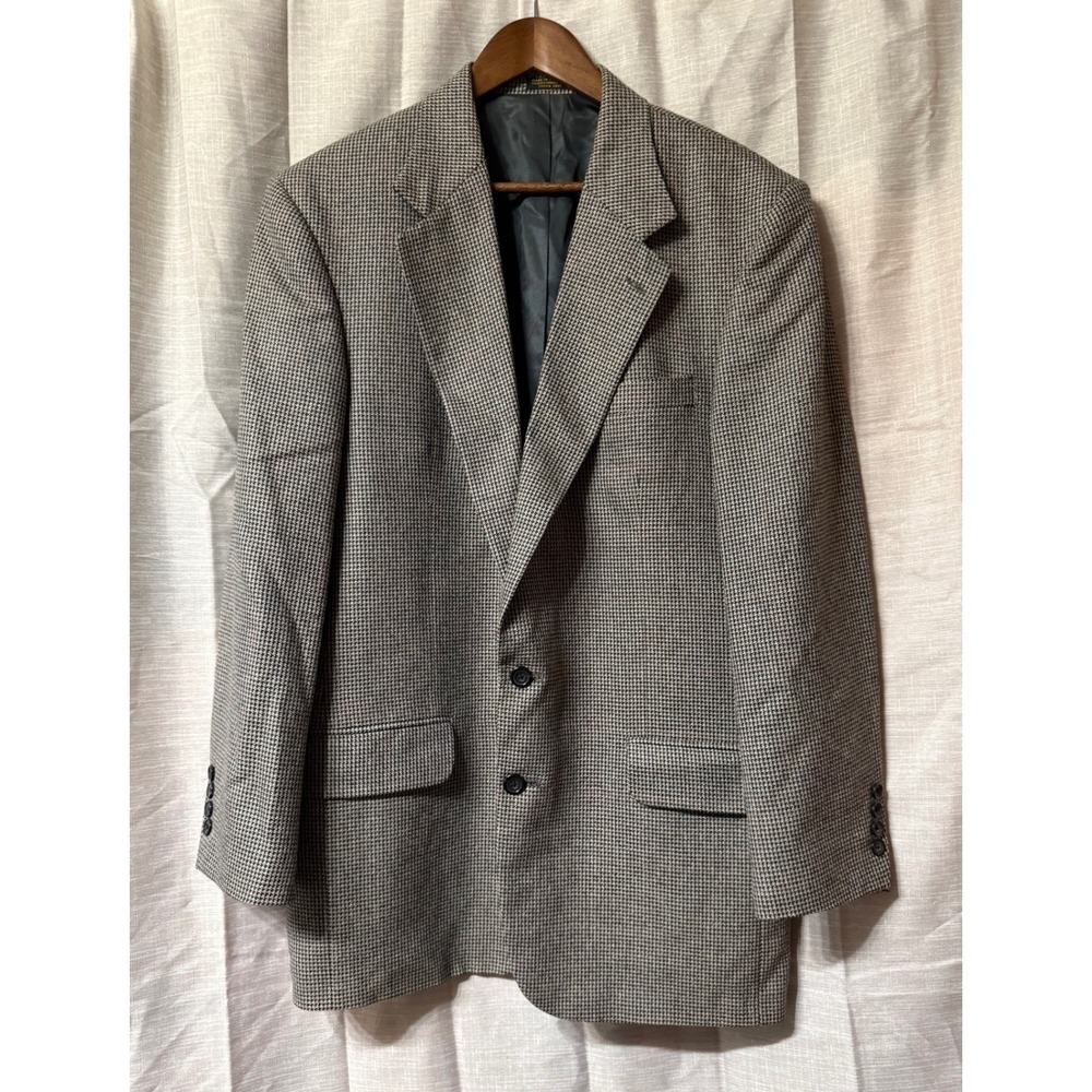 Oscar De La Renta Men's Houndstooth Wool Silk Blazer Sport Coat - Size 42 L